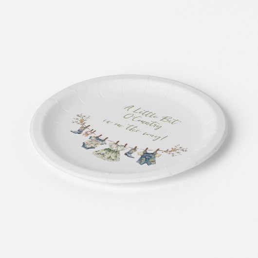 田舎物干し用の赤ちゃんシャワーの少し ペーパープレート (アングル)