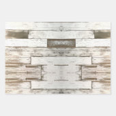 田舎田舎の農家の納屋グレーの白い木目 ラッピングペーパーシート (正面3)