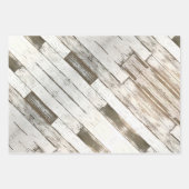 田舎田舎の農家の納屋グレーの白い木目 ラッピングペーパーシート (正面2)