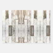 田舎田舎の農家の納屋グレーの白い木目 ラッピングペーパーシート (正面)