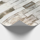 田舎田舎の農家の納屋グレーの白い木目 ラッピングペーパー (角)