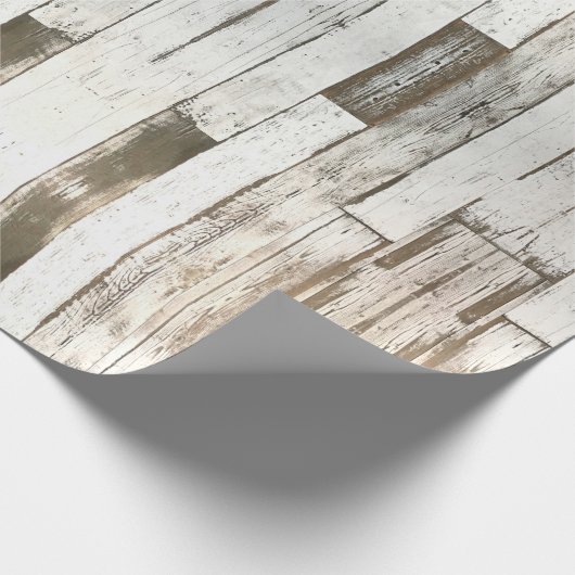 田舎田舎の農家の納屋グレーの白い木目 ラッピングペーパー (角)