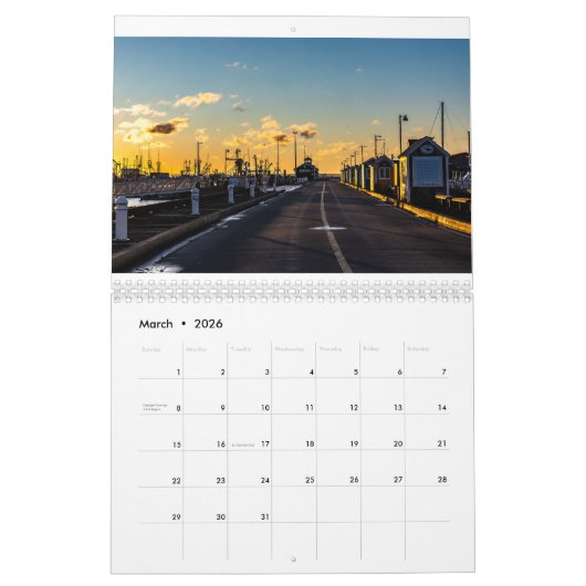 田舎町 カレンダー (3月 2026)