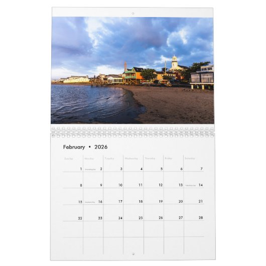 田舎町 カレンダー (2月 2026)