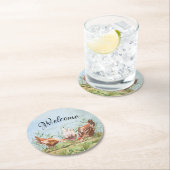 田舎素朴の農家鶏の鶏 ラウンドペーパーコースター (インサイチュ)