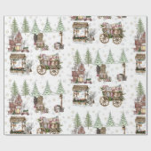 田舎素朴の雪の木の農家 ラッピングペーパー (フラット)