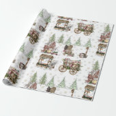 田舎素朴の雪の木の農家 ラッピングペーパー (アンロールド)