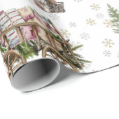 田舎素朴の雪の木の農家 ラッピングペーパー (ロールコーナー)