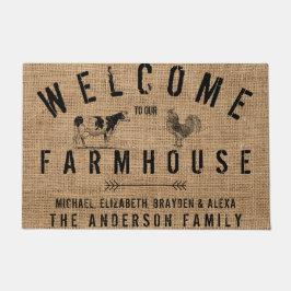 田舎素朴ようこそ私たちの農家の動物へ ドアマット