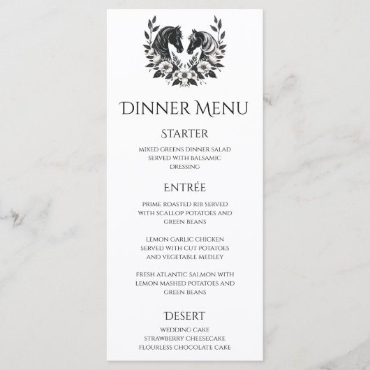 田舎結婚の馬結婚と花 メニュー (正面)