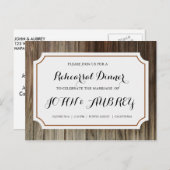 田舎結婚式のリハ素朴ーサルディナー インビテーションポストカード (正面/裏面)