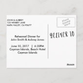 田舎結婚式のリハ素朴ーサルディナー ポストカード (裏面)