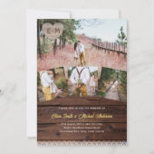 田舎結婚式 |ウッドレ素朴ース写真コラージュ 招待状 (正面)