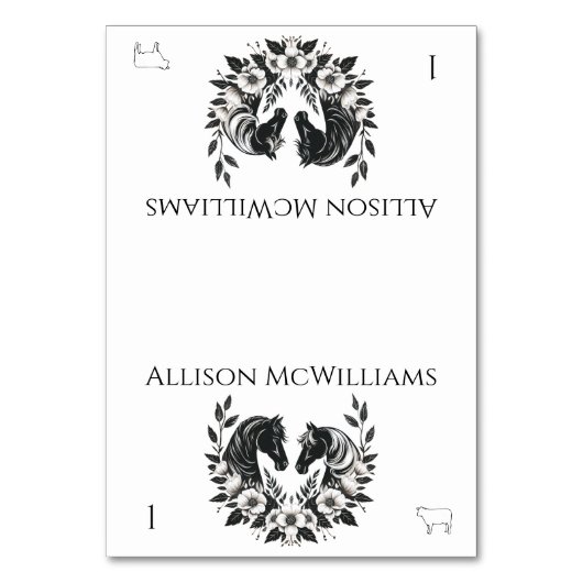 田舎結婚式 – ウマと花肉 テーブルナンバー (正面)