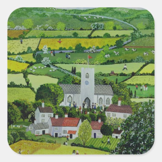 田舎結婚式 スクエアシール (正面)