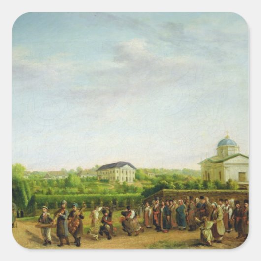 田舎結婚式 スクエアシール (正面)