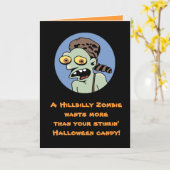 田舎者のゾンビのハロウィンカード カード (黄色い花)