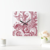 田舎者フランスのと犬の美しい赤いトイル スクエア壁時計 (ホーム)