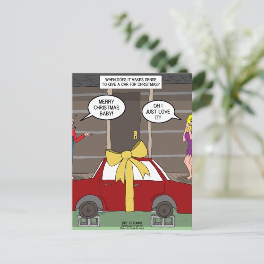 田舎者車のクリスマスプレゼント シーズンポストカード (スタンド正面)