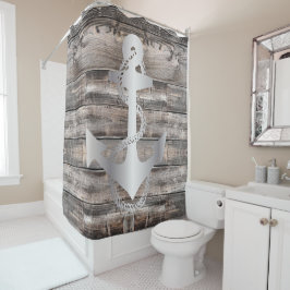 田舎航海のいかり+ロープ| シャワーカーテン