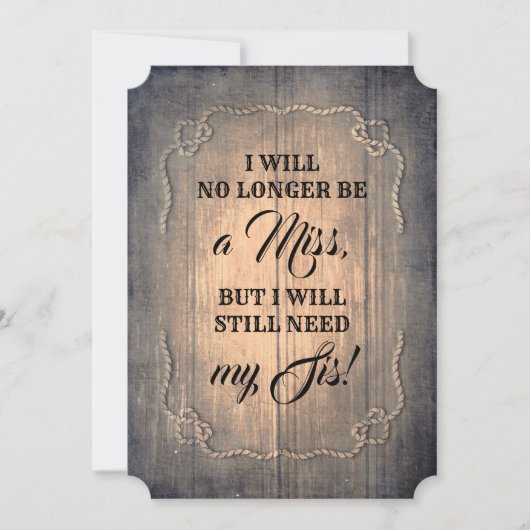 田舎花嫁のメイド・オブ・オーナー(花嫁付き添い人) 招待状 (正面)