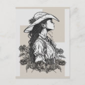 田舎西女性のカーボーイインザブリーズカウボーイアート ポストカード (正面)