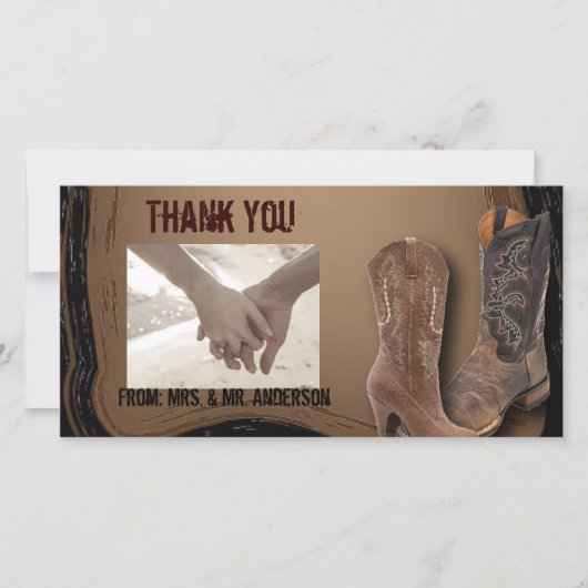田舎西部のカウボーイ結婚ズ サンキューカード (正面)