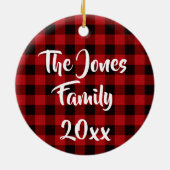 田舎赤、黒いバッファローのプレイド – Merry Christmas セラミックオーナメント (裏面)