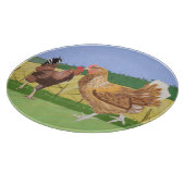 田舎走のの鶏と茶色い雌鶏 カッティングボード (角)