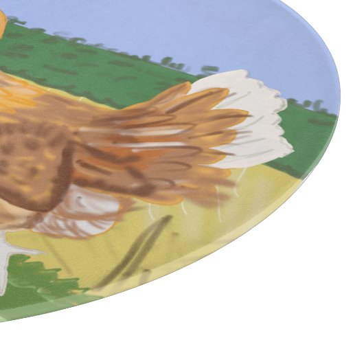 田舎走のの鶏と茶色い雌鶏 カッティングボード (角)