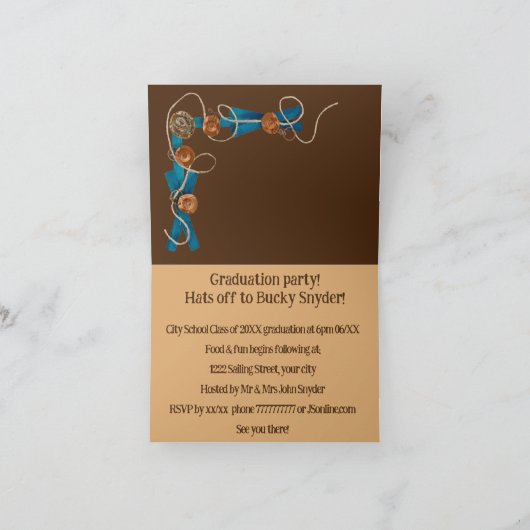 田舎農場カジュアル西カウボーイ帽子卒業 招待状 (内部)