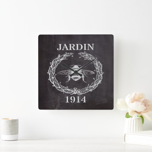 田舎農家フランスのの黒板ヴィンテージ スクエア壁時計 (ホーム)