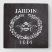 田舎農家フランスのの黒板ヴィンテージ スクエア壁時計 (正面)