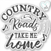 田舎道が私を連れて帰る©GraphicLoveShop シール (正面)