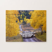 田舎道のヒツジ ジグソーパズル (横)