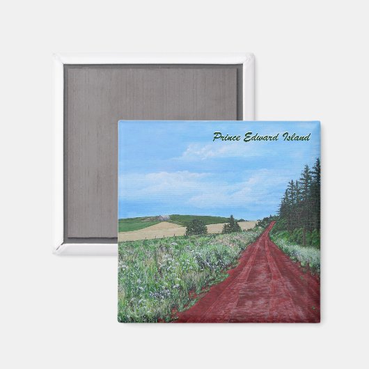田舎道の正方形の磁石 マグネット (正面/裏面)