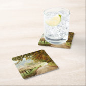 田舎道の秋 スクエアペーパーコースター (インサイチュ)