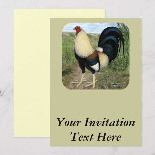 田舎道の闘鶏 招待状 (正面/裏面)