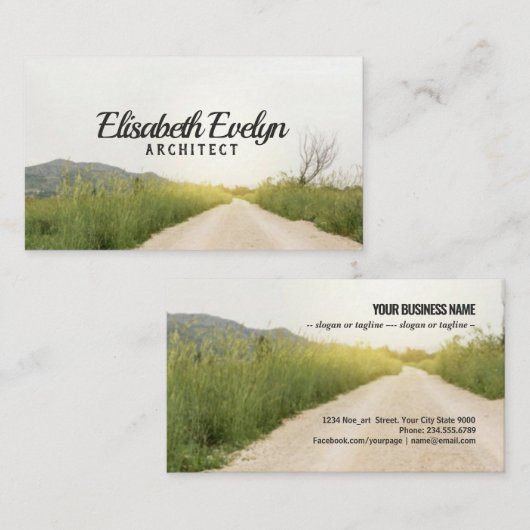 田舎道路を持つ田園風景 名刺 (正面/裏面)