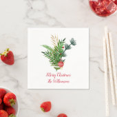田舎風な手描きの葉っぱの花束 メリークリスマス スタンダードカクテルナプキン (インサイチュ)