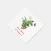 田舎風な手描きの葉っぱの花束 メリークリスマス スタンダードカクテルナプキン (角)