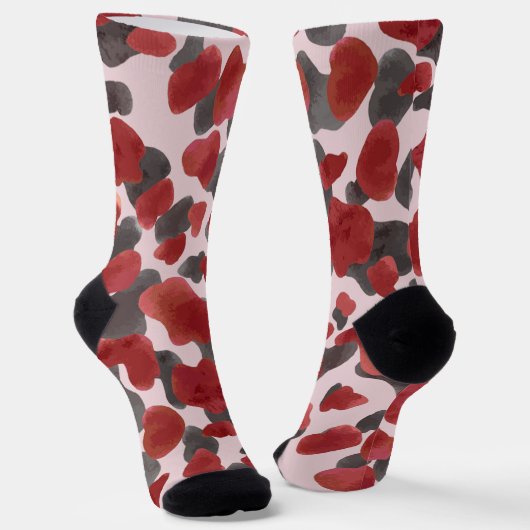 田舎風な水彩画風の冬の動物プリント ソックス (傾斜あり)