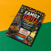 田舎風な黒板の家族のグリル・ナイト - バーベキュー 招待状