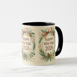 田舎風な2026年賀状コーヒーマグカップ マグカップ