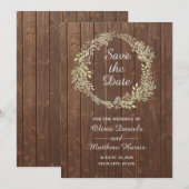 田舎風のウェディング ウッドバーゼン 保存日 招待状 (正面/裏面)
