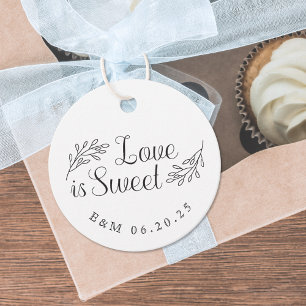 田舎風のエレガントな植物のLove is Sweet ウェディング フェイバータグ