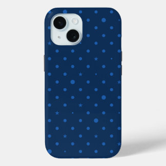 田舎風のエレガントな青と黒の星 iPhone 15ケース
