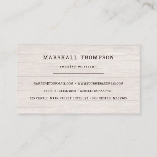 田舎風のカウボーイハットカントリー西部 名刺 (裏面)