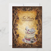 田舎風のカップケーキブライダルシャワーティーパーティー 招待状 (正面)