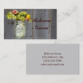田舎風のカントリー フラワー メイソンジャー ウェディング 名刺 (正面/裏面)